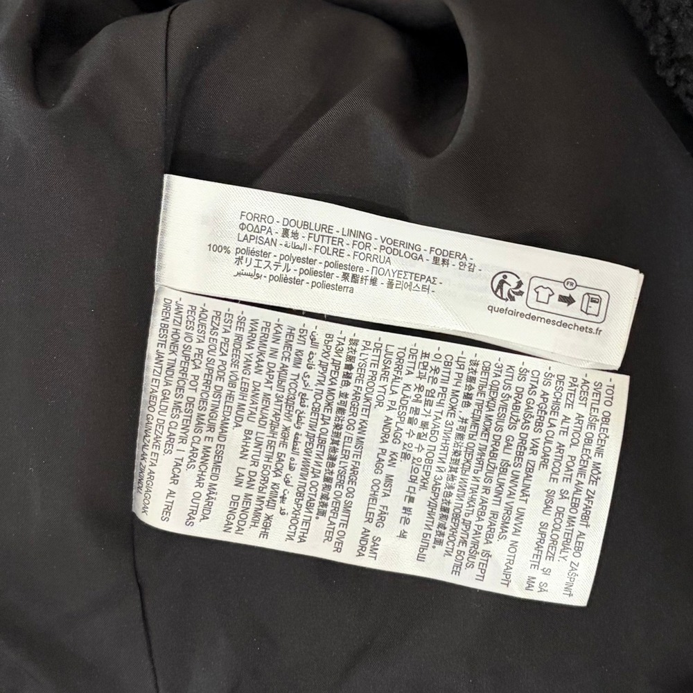 ZARA Black Sherpa Fuzzy Fleece Teddy Coat‎ Faux Shearling Snaps Pockets Small - Picture 13 of 16